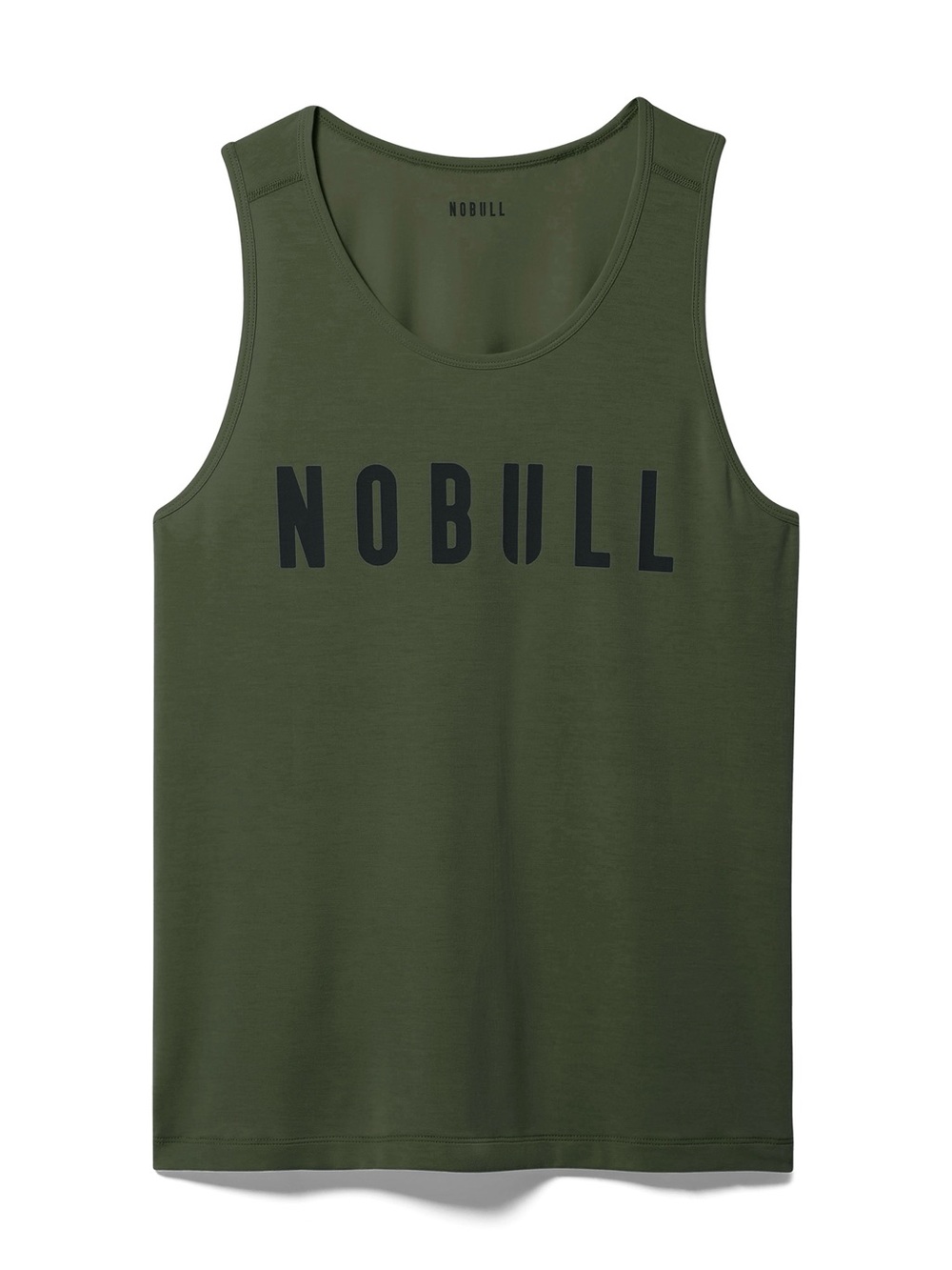 NOBULL Ultrasoft Workout Dark Olive Green Athletic Tank Top w Black Logo